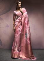 Soft Silk Pink Party Wear Printed Saree